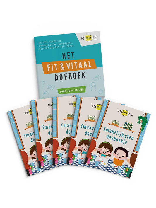 Gezinsdeal: Fit & Vitaal Doeboek + Set van 5 Smakelijke eten Doeboekjes | voor het gezin
